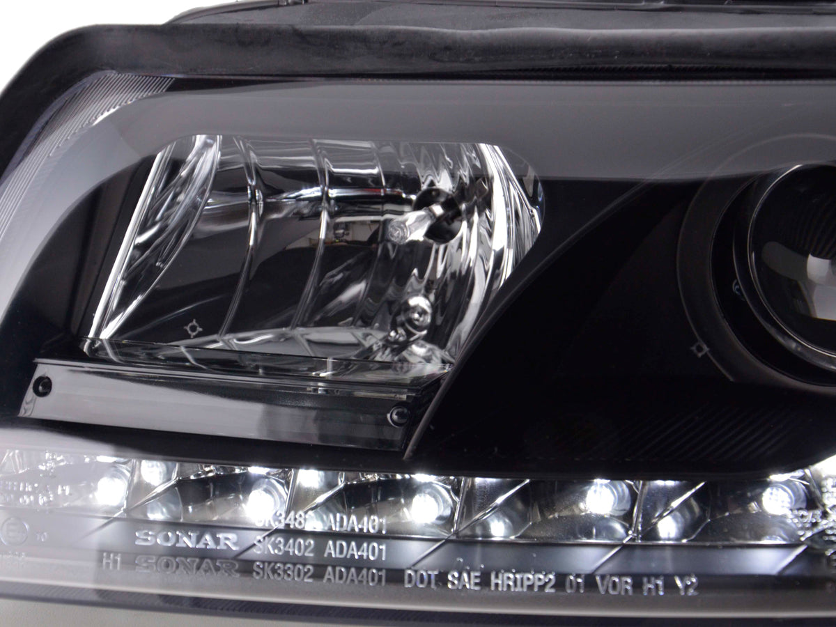 Scheinwerfer Set Daylight LED Tagfahrlicht Audi A4 Typ 8E 01-04 schwarz Scheinwerfer Set Daylight LED Tagfahrlicht Audi A4 Typ 8E 01-04 schwarz